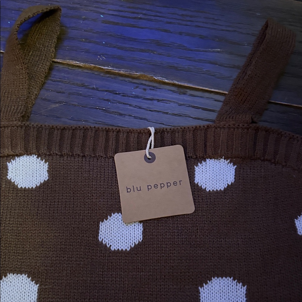 Blu Pepper Brown and White Polka Dot Knit Tank - Picture 3 of 6
